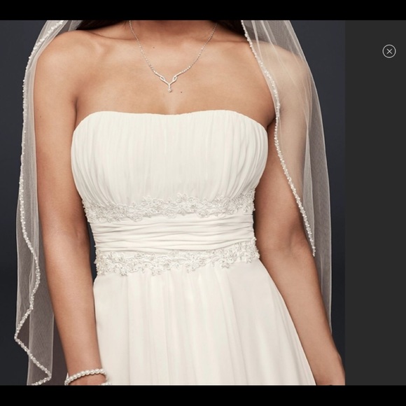Beautiful 1 tier veil trimmed in rhinestones